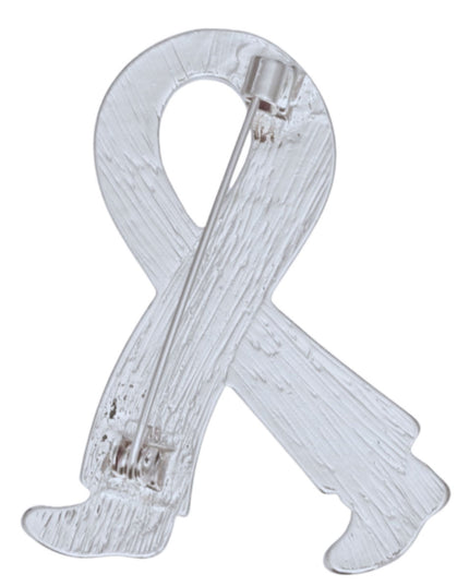 Breast Cancer Silver Keep Going Ribbon Brooch