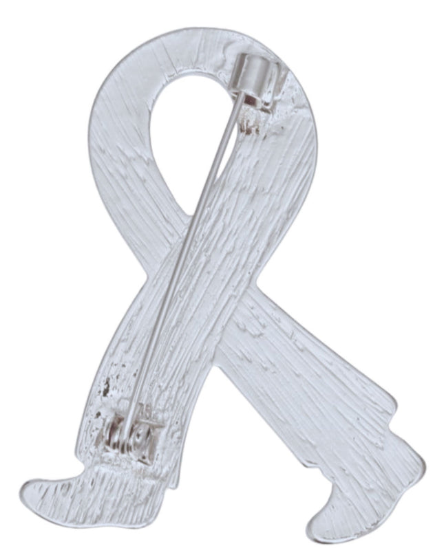 Breast Cancer Silver Keep Going Ribbon Brooch