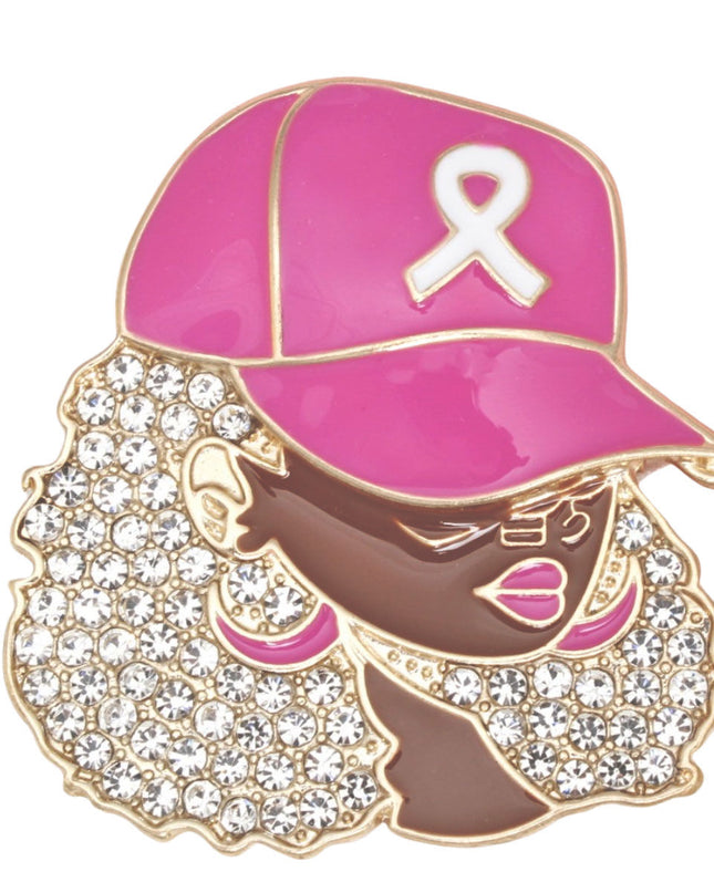 Breast Cancer Supportive Sister Gold Glam Brooch