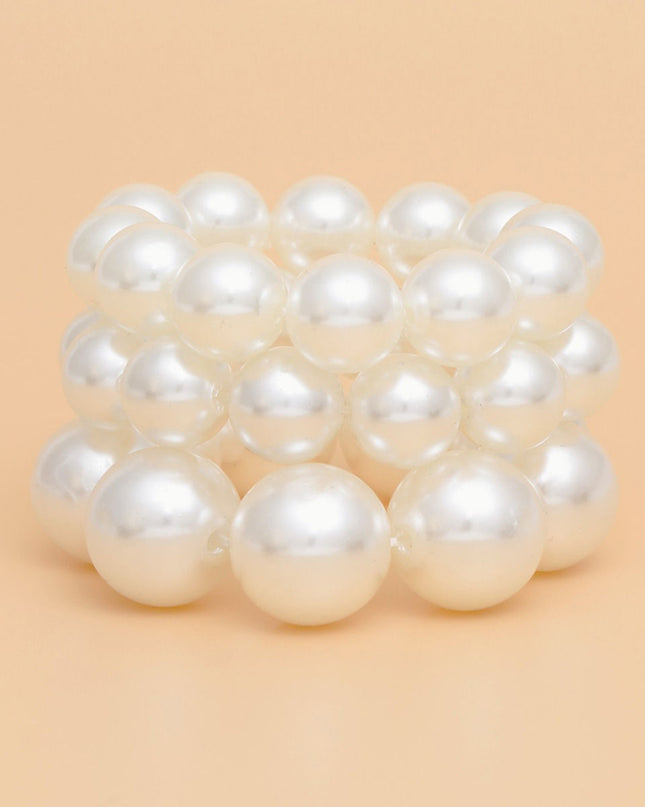 Bracelets Jumbo Cream Pearl Stretch Set for Women