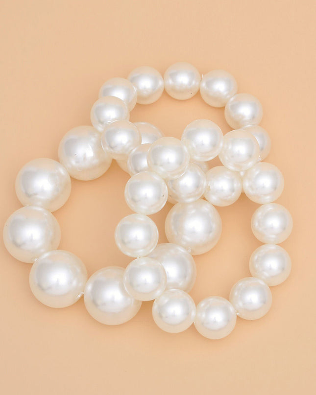 Bracelets Jumbo Cream Pearl Stretch Set for Women