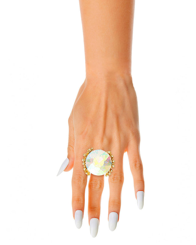Aurora Borealis Crystal Branch Ring
