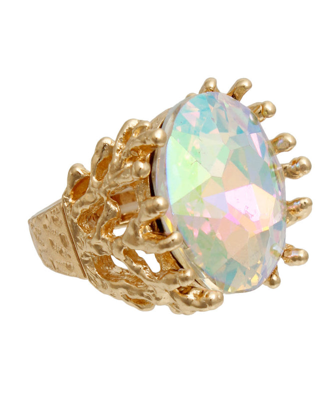 Aurora Borealis Crystal Branch Ring