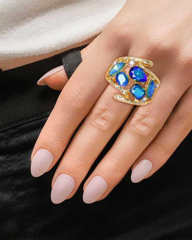 Blue Loop Crystal Ring