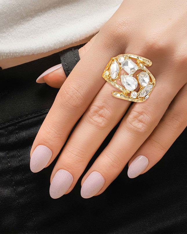Gold Loop Crystal Ring