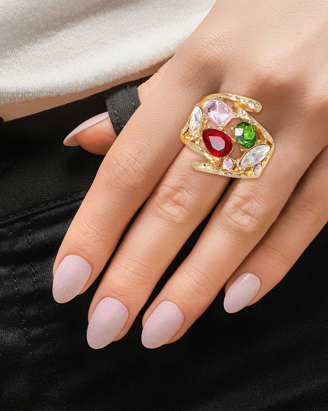 Multi Loop Crystal Ring