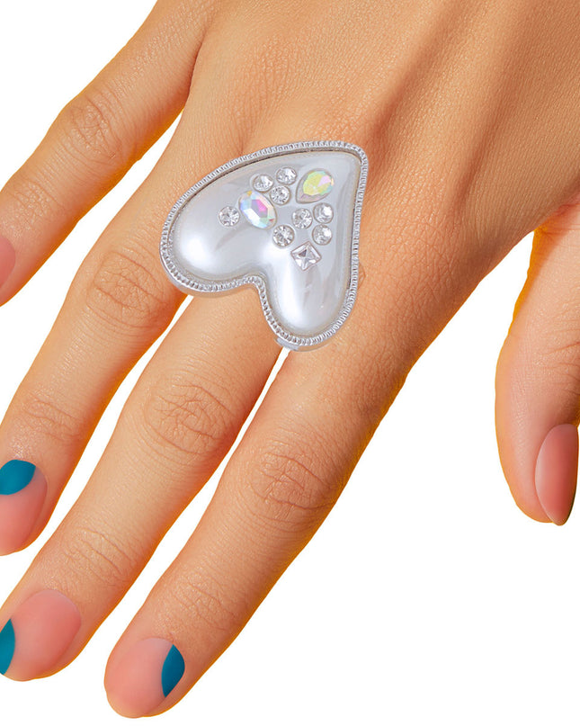 Silver Pearl Heart Ring
