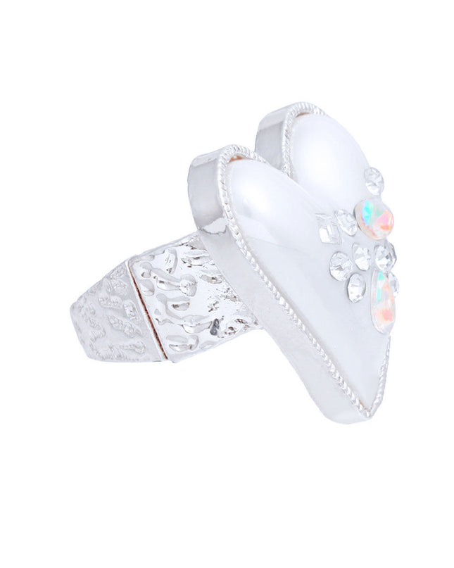 Silver Pearl Heart Ring