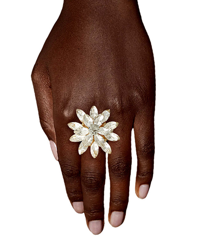 Gold Stacked Marquise Flower Ring