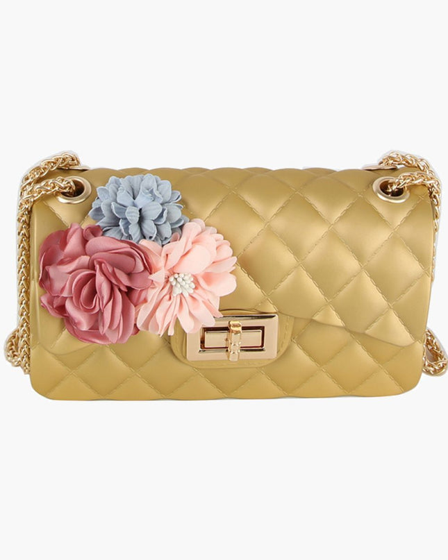 Purse Gold Quilted Jelly Crossbody Bag for Women