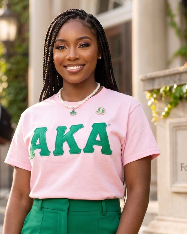 AKA Embroidered Patch L T-Shirt Sorority Apparel