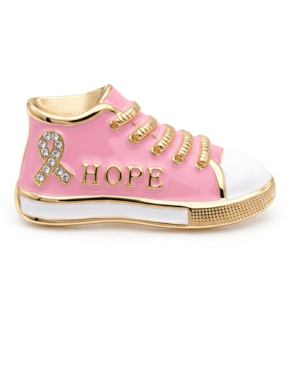 Pink Breast Cancer Hope Sneaker Gold Brooch Pin