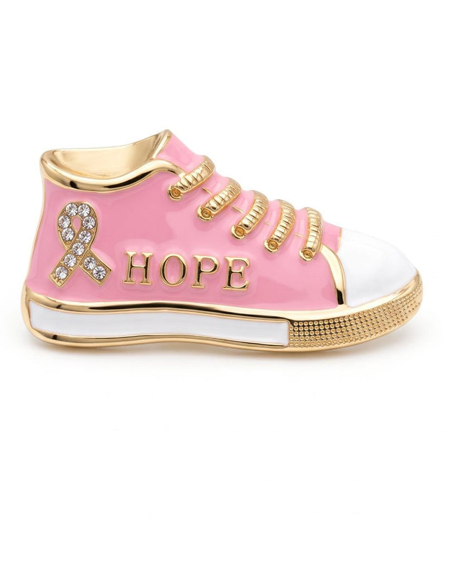 Pink Breast Cancer Hope Sneaker Gold Brooch Pin