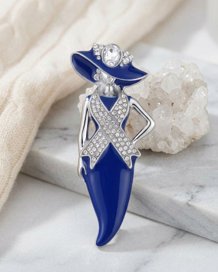 ZPB Blue Lady Breast Cancer Ribbon Brooch Pin