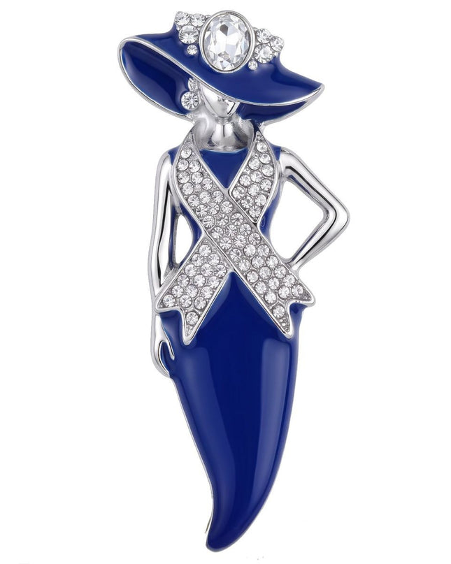 ZPB Blue Lady Breast Cancer Ribbon Brooch Pin
