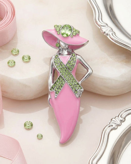 AKA Pink Lady Breast Cancer Ribbon Brooch Pin