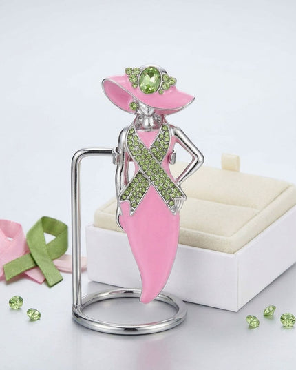 AKA Pink Lady Breast Cancer Ribbon Brooch Pin