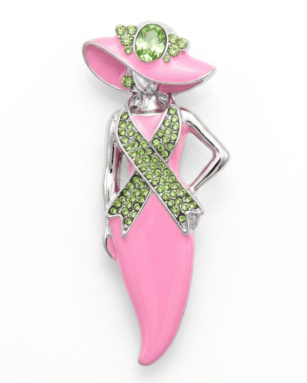 AKA Pink Lady Breast Cancer Ribbon Brooch Pin