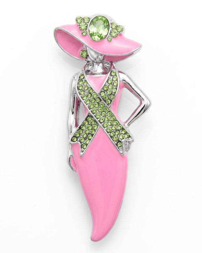 AKA Pink Lady Breast Cancer Ribbon Brooch Pin