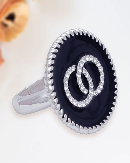 Black Infinity Charm Silver Ring