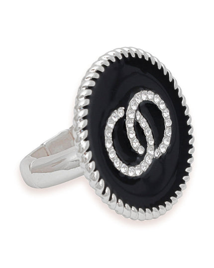 Black Infinity Charm Silver Ring