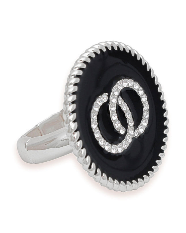 Black Infinity Charm Silver Ring
