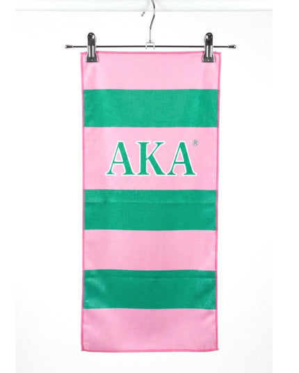 AKA Pink and Green Microfiber Stripe Hand Towel
