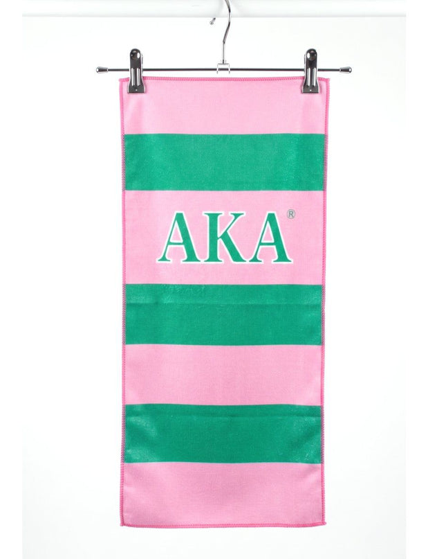 AKA Pink and Green Microfiber Stripe Hand Towel