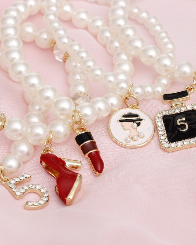 Charm French Perfume Cream Pearl Stretch Bracelets
