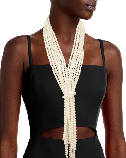 Cream Pearl Scarf Necklace Set