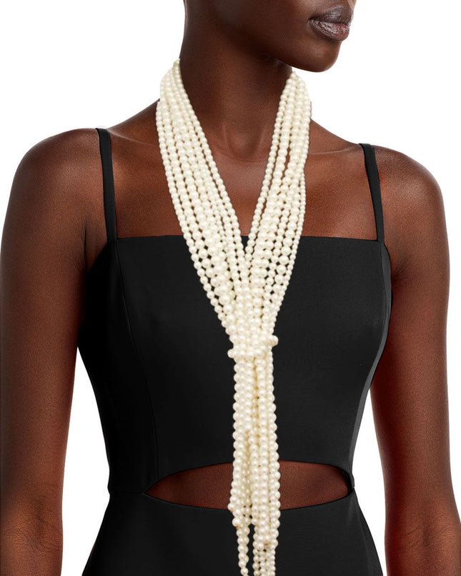 Cream Pearl Scarf Necklace Set
