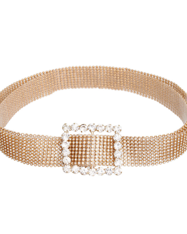Gold Pave 9 Row Buckle Belt
