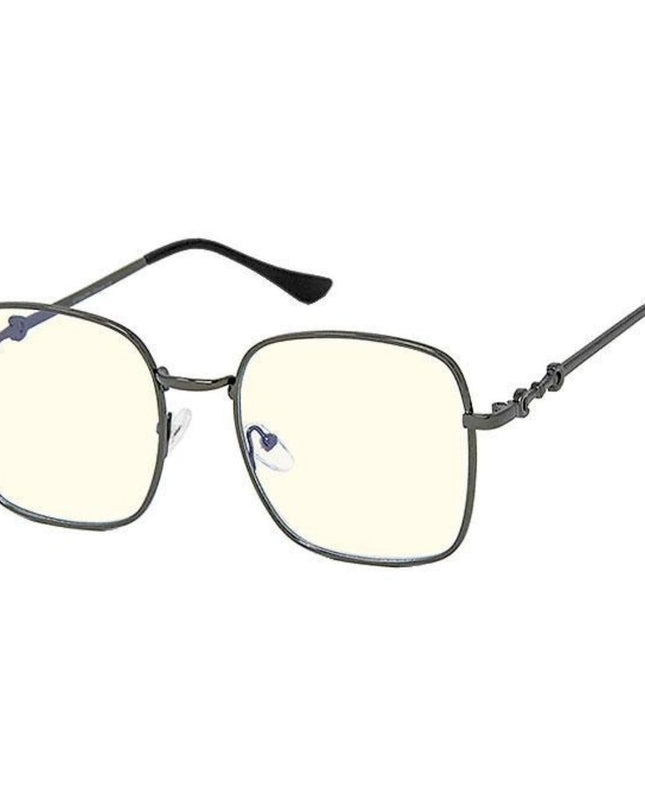 Hematite Blue Light Square Glasses