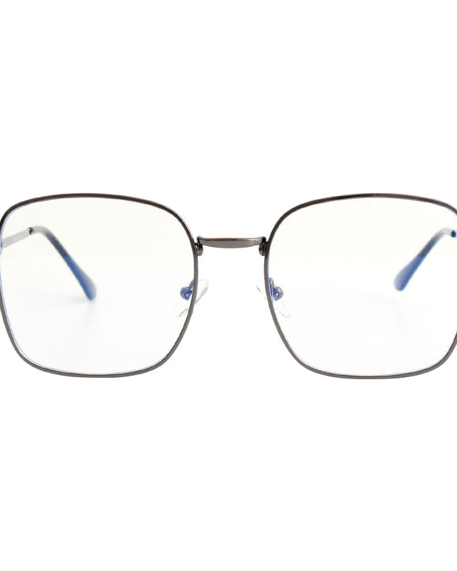 Hematite Blue Light Square Glasses