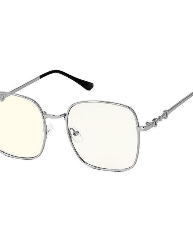 Silver Blue Light Square Glasses