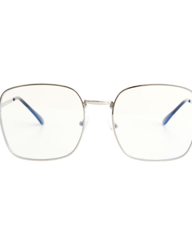 Silver Blue Light Square Glasses