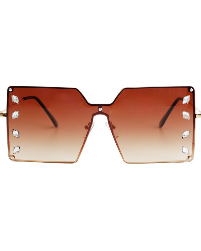 Brown Square Stone Sunglasses