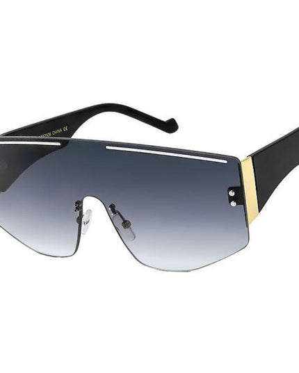Black One Piece Lens Stripe Sunglasses
