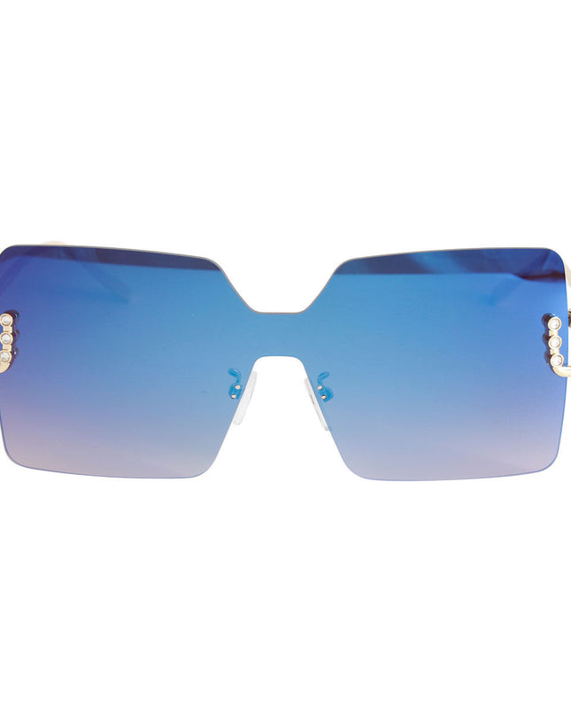 Blue One Piece Square Sunglasses
