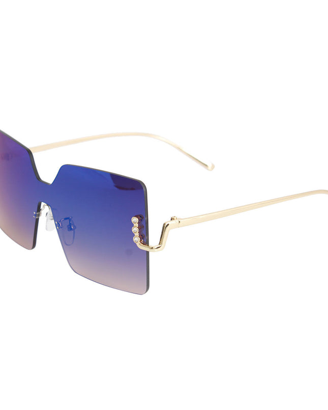 Blue One Piece Square Sunglasses