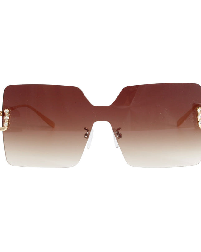 Brown One Piece Square Sunglasses
