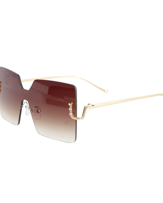 Brown One Piece Square Sunglasses