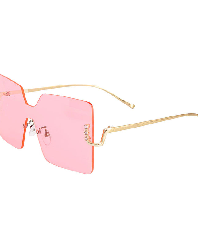 Pink One Piece Square Sunglasses