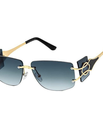 Black Rimless Temple Sunglasses