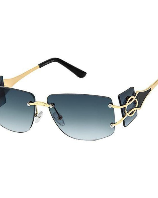 Black Rimless Temple Sunglasses