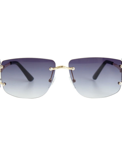 Black Rimless Temple Sunglasses