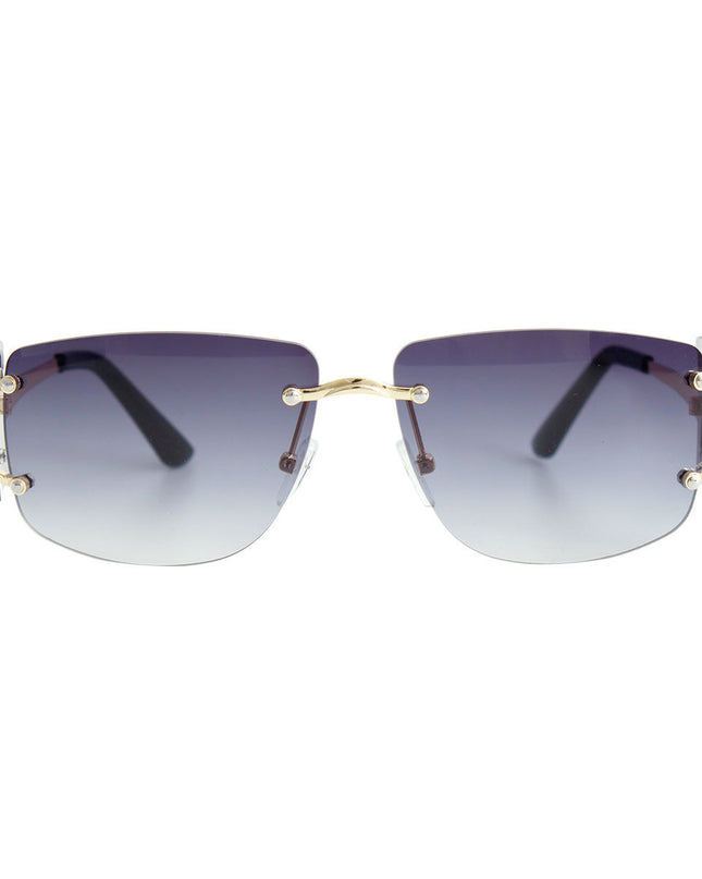 Black Rimless Temple Sunglasses