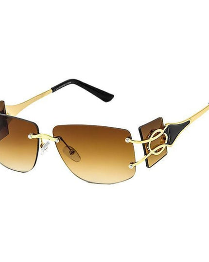 Brown Rimless Temple Sunglasses