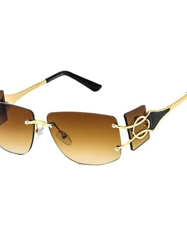 Brown Rimless Temple Sunglasses