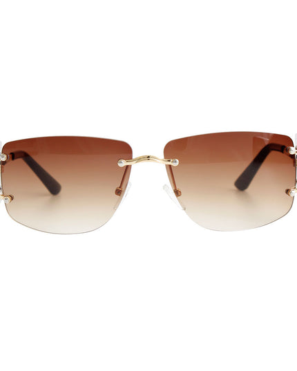 Brown Rimless Temple Sunglasses